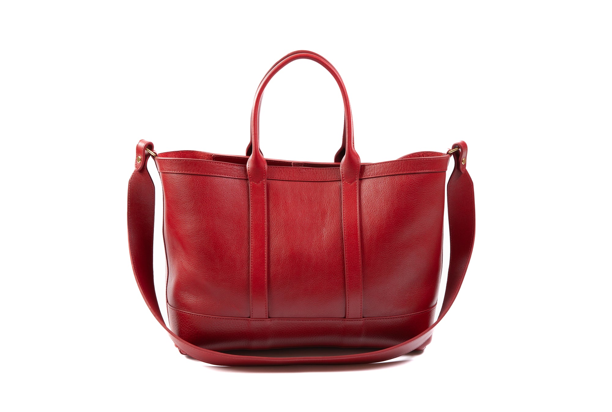 Leather Small Tote Red