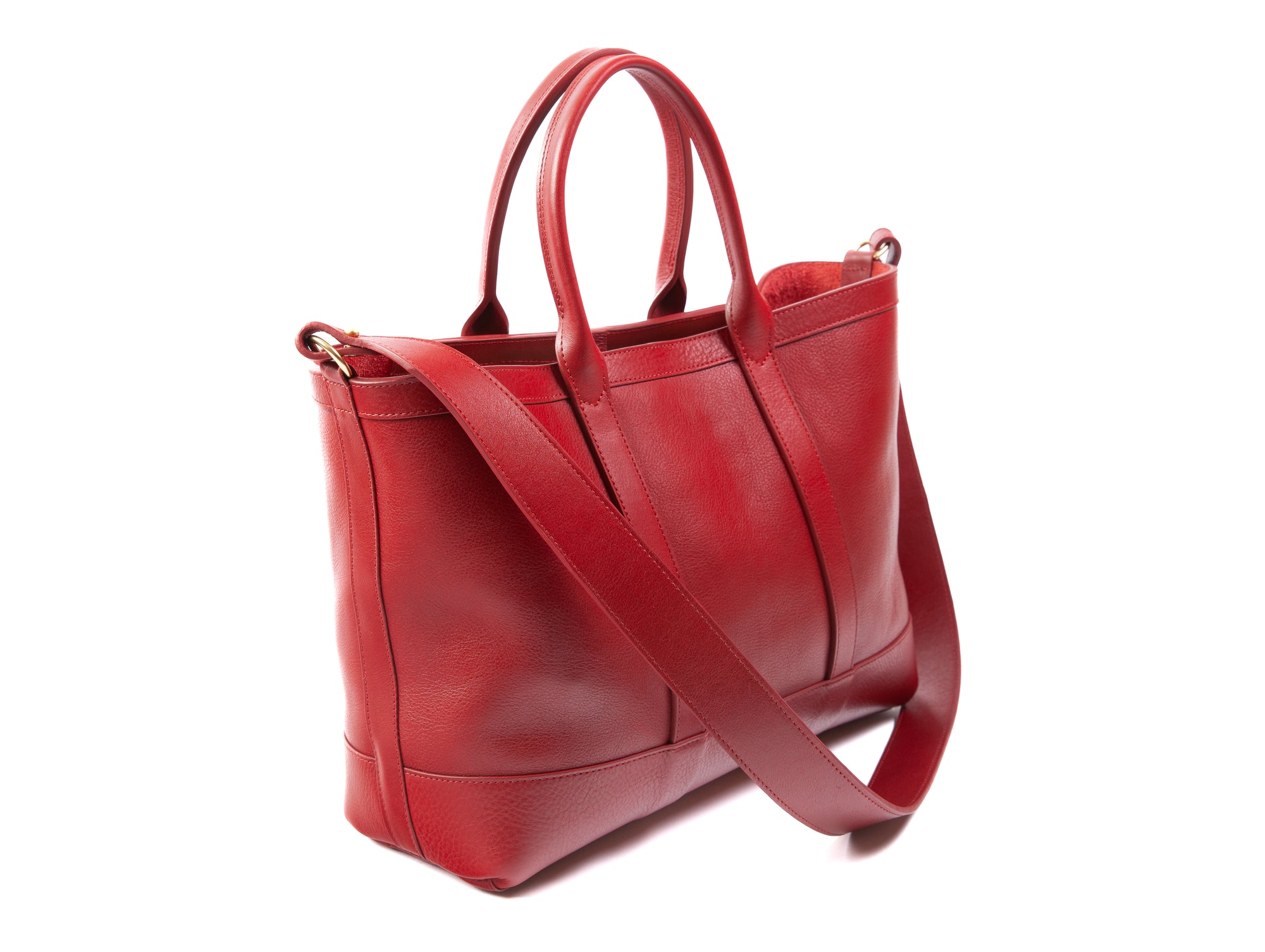 Leather Small Tote Red