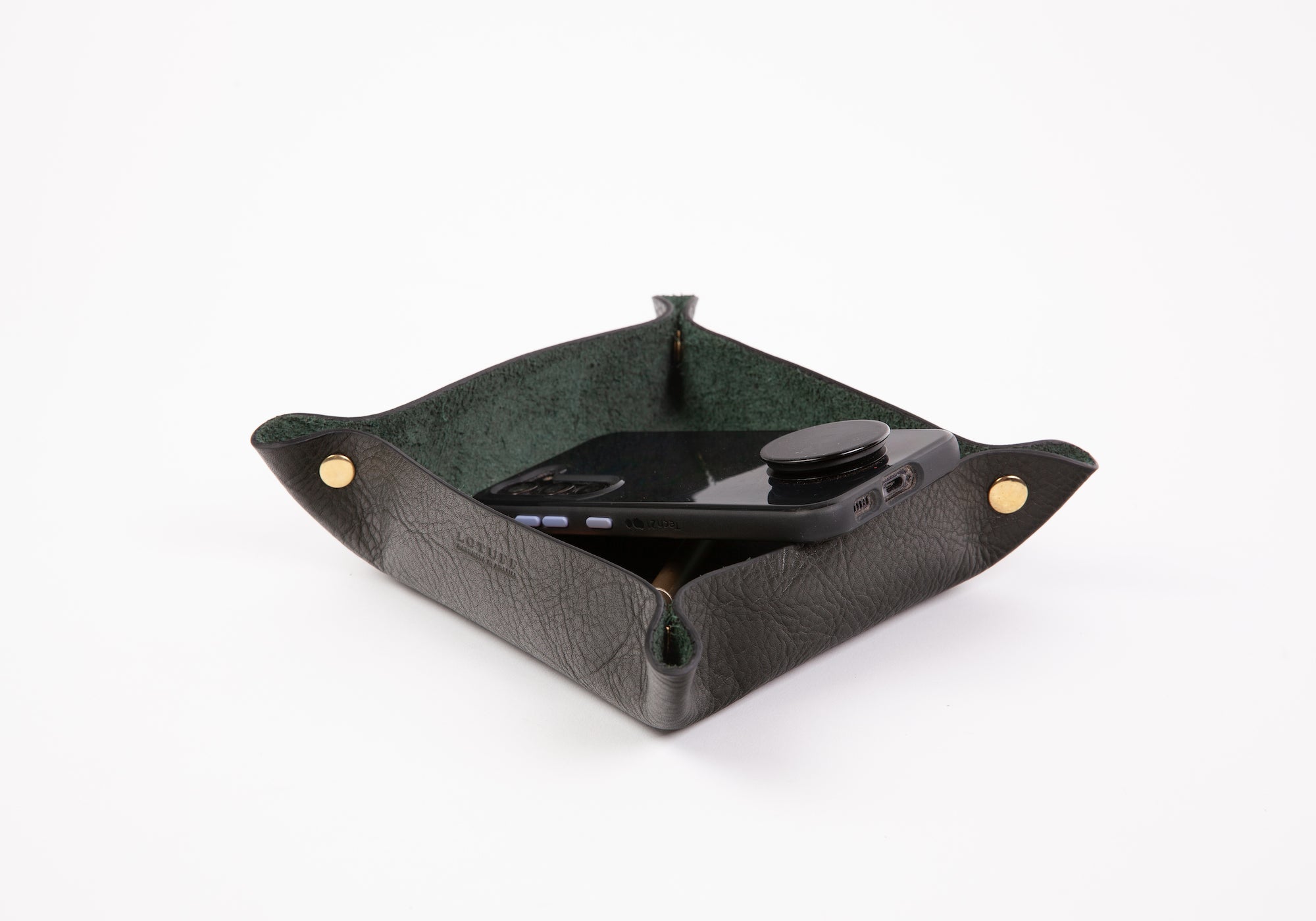 Leather Valet Tray Green