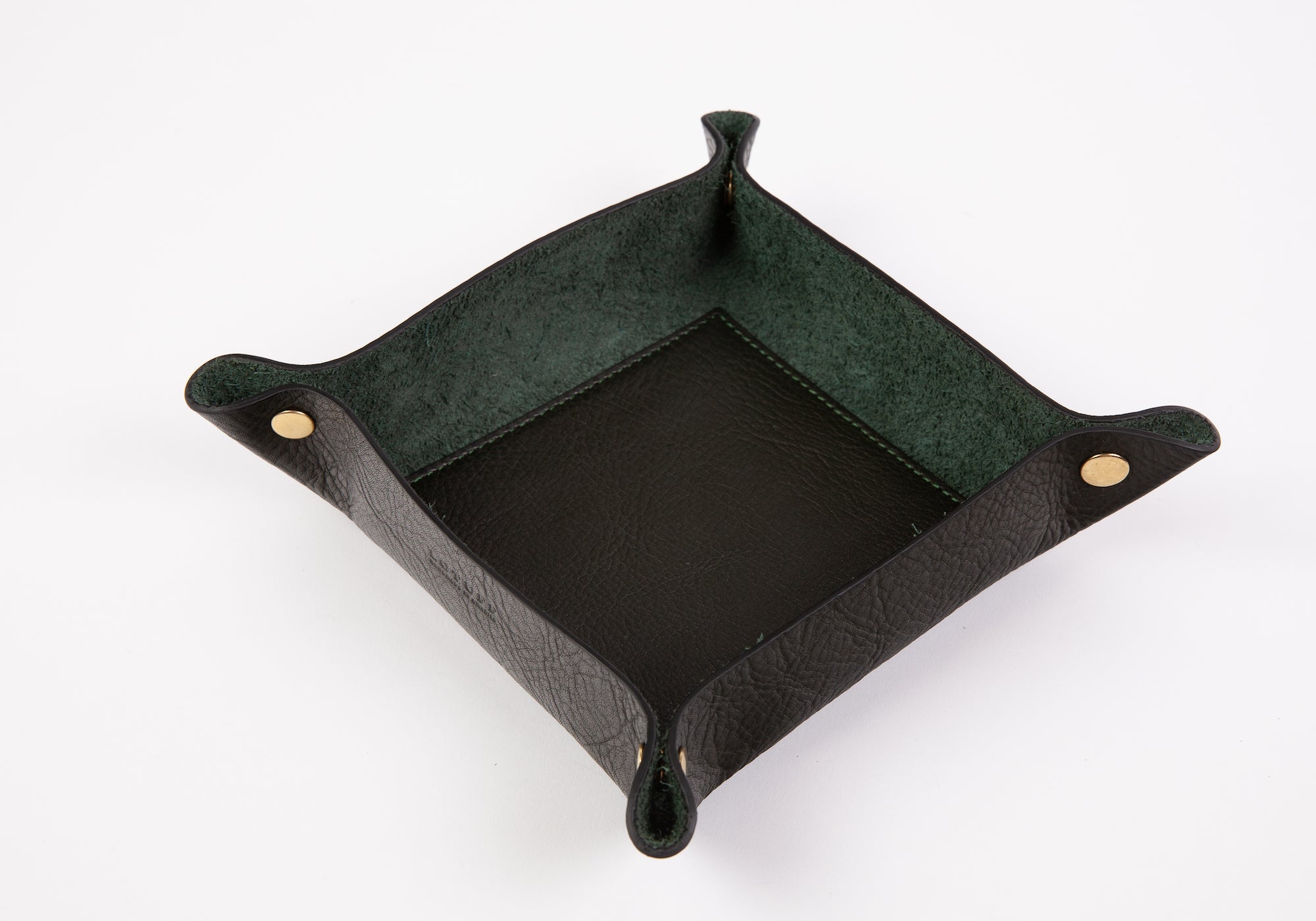 Leather Valet Tray Green