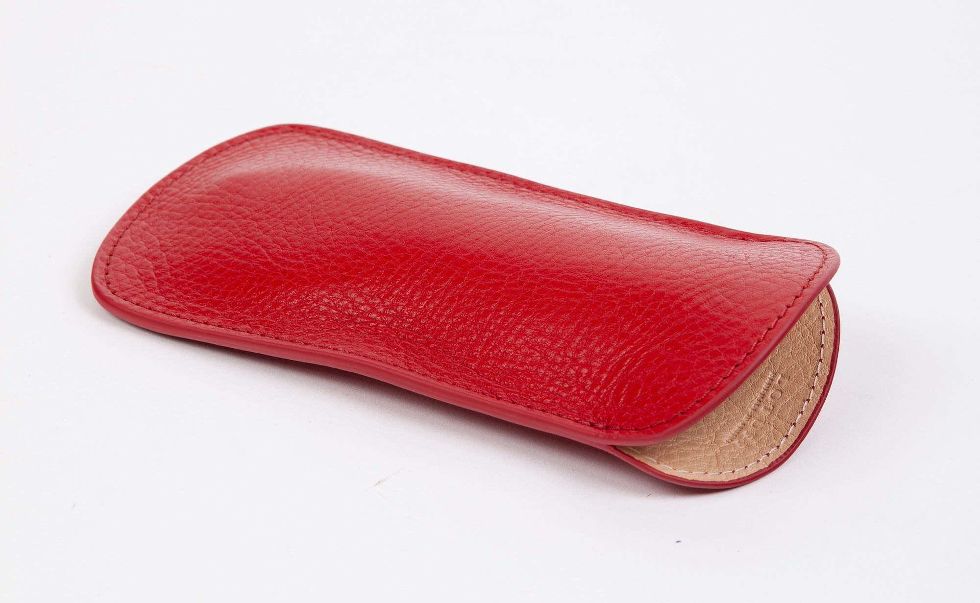 Leather Eyeglass Case Pop Red/Natural
