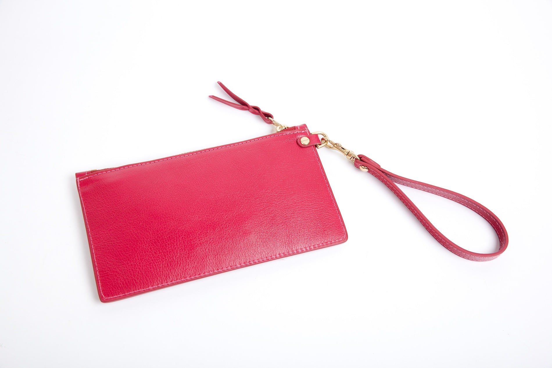 Leather Wristlet Wallet Raspberry
