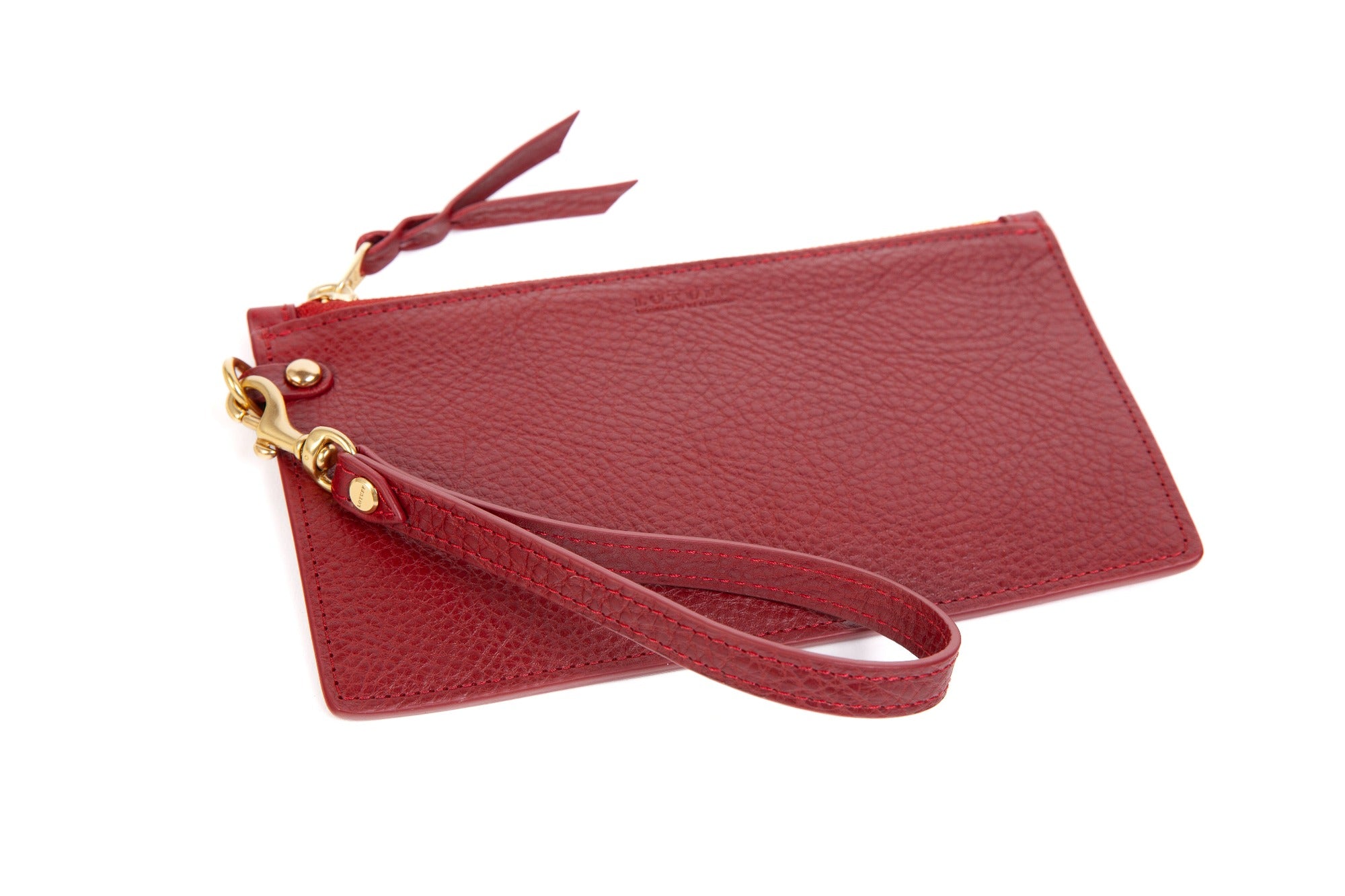 Leather Wristlet Wallet Red