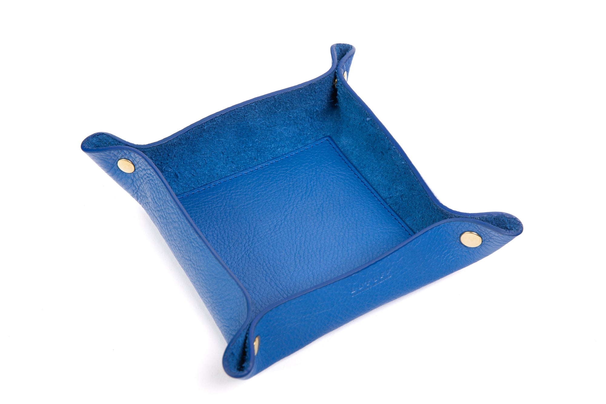 Leather Valet Tray Electric Blue
