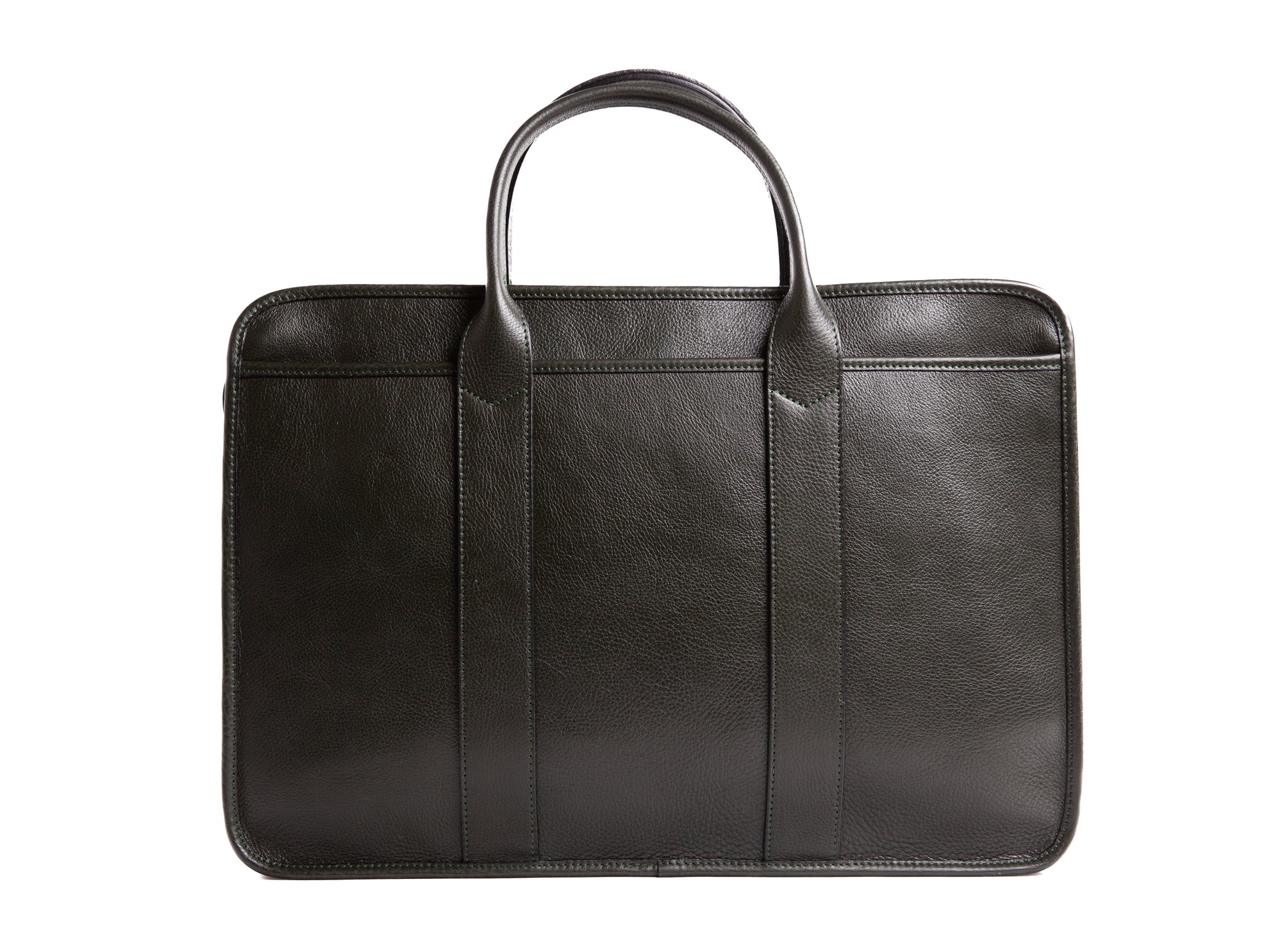 Leather Zip-Top Briefcase Green