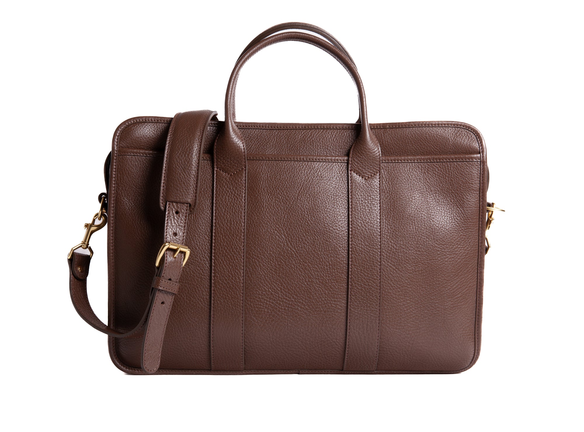 Leather Zip-Top Briefcase Clay