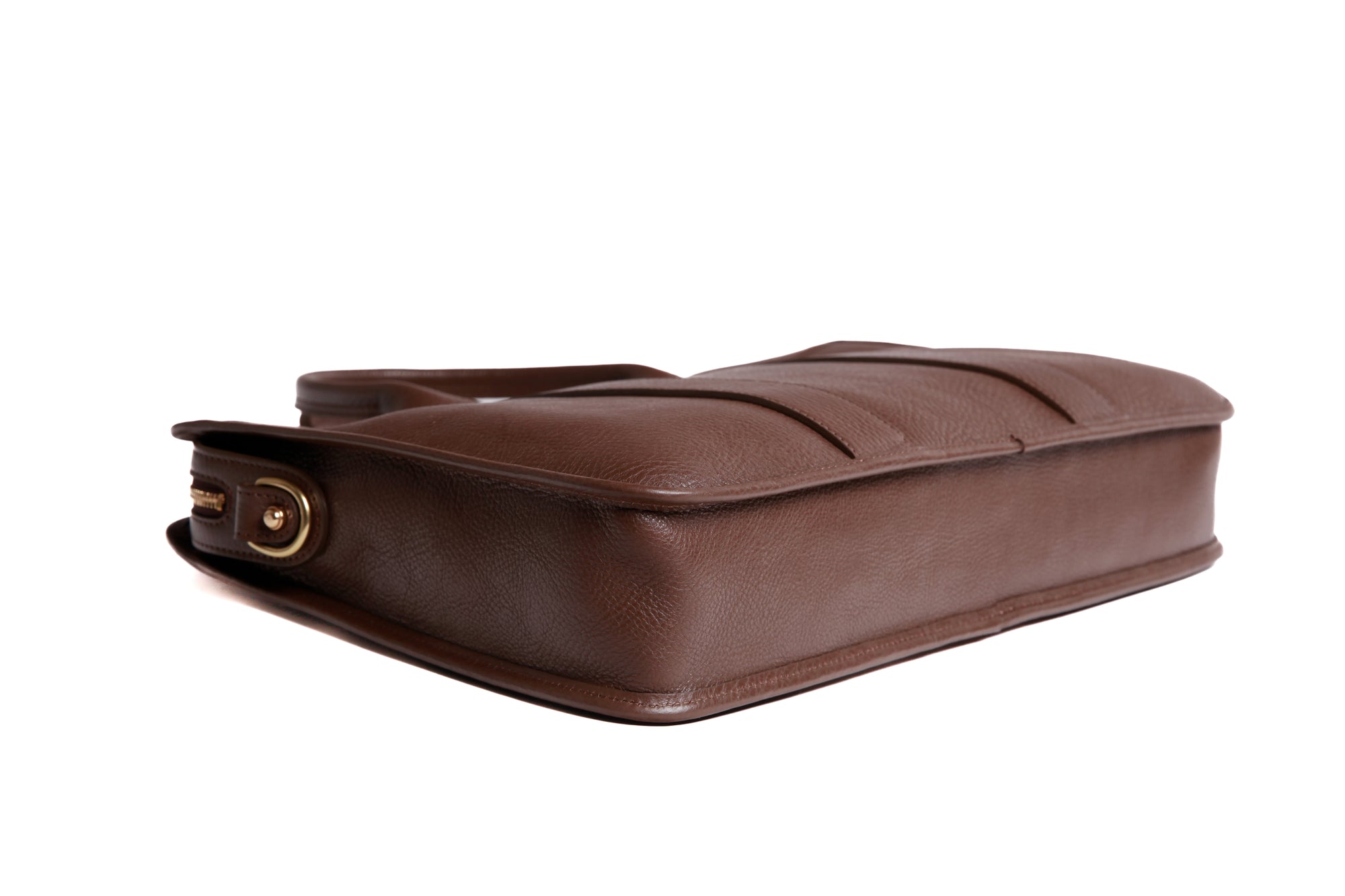 Leather Zip-Top Briefcase Clay
