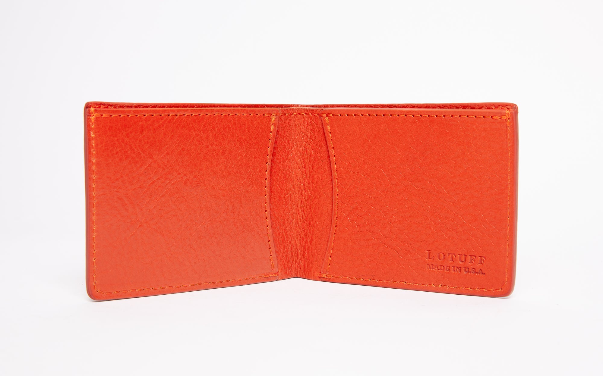 Two-Pocket Leather Bifold Wallet Orange