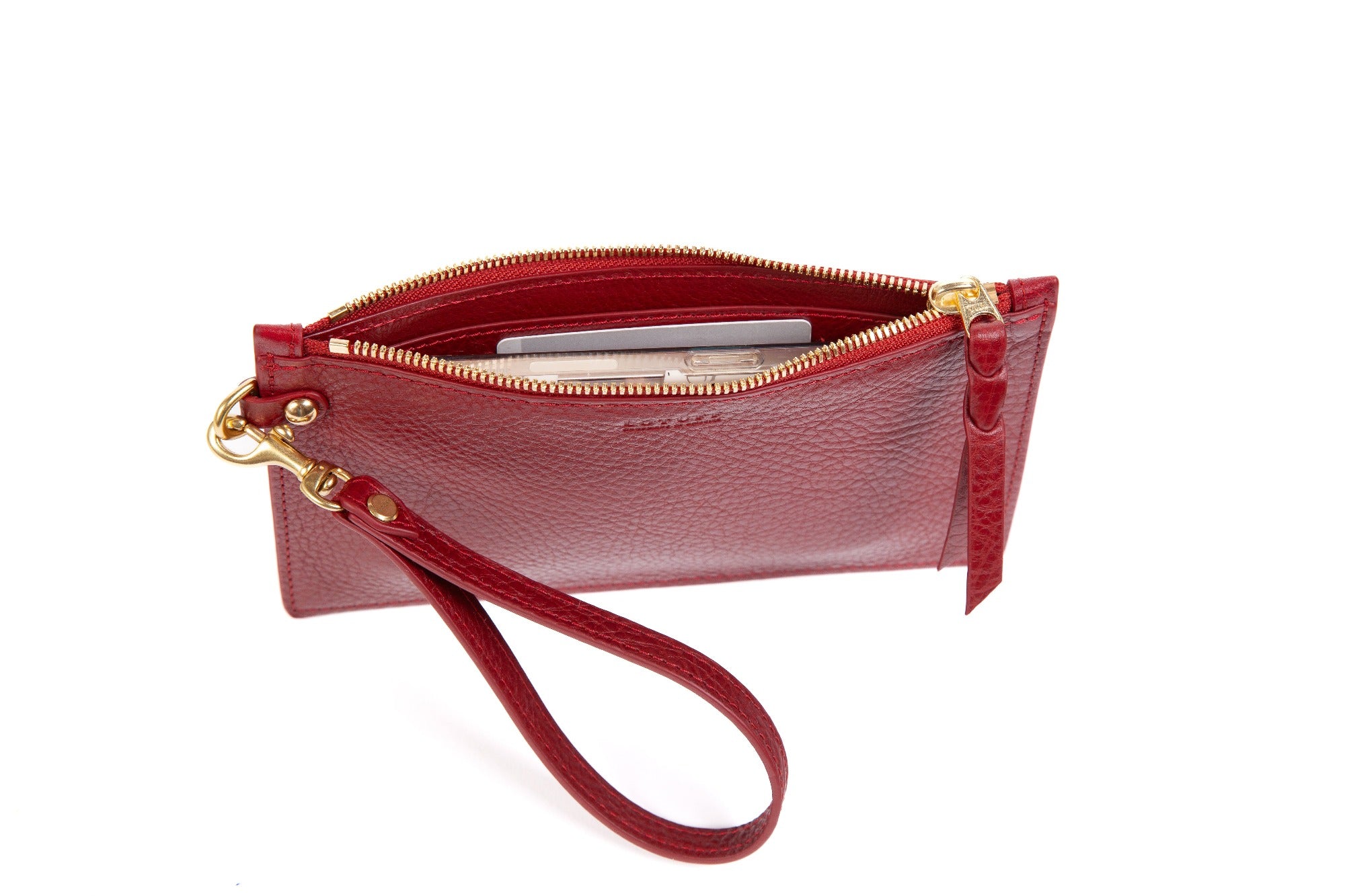 Leather Wristlet Wallet Red