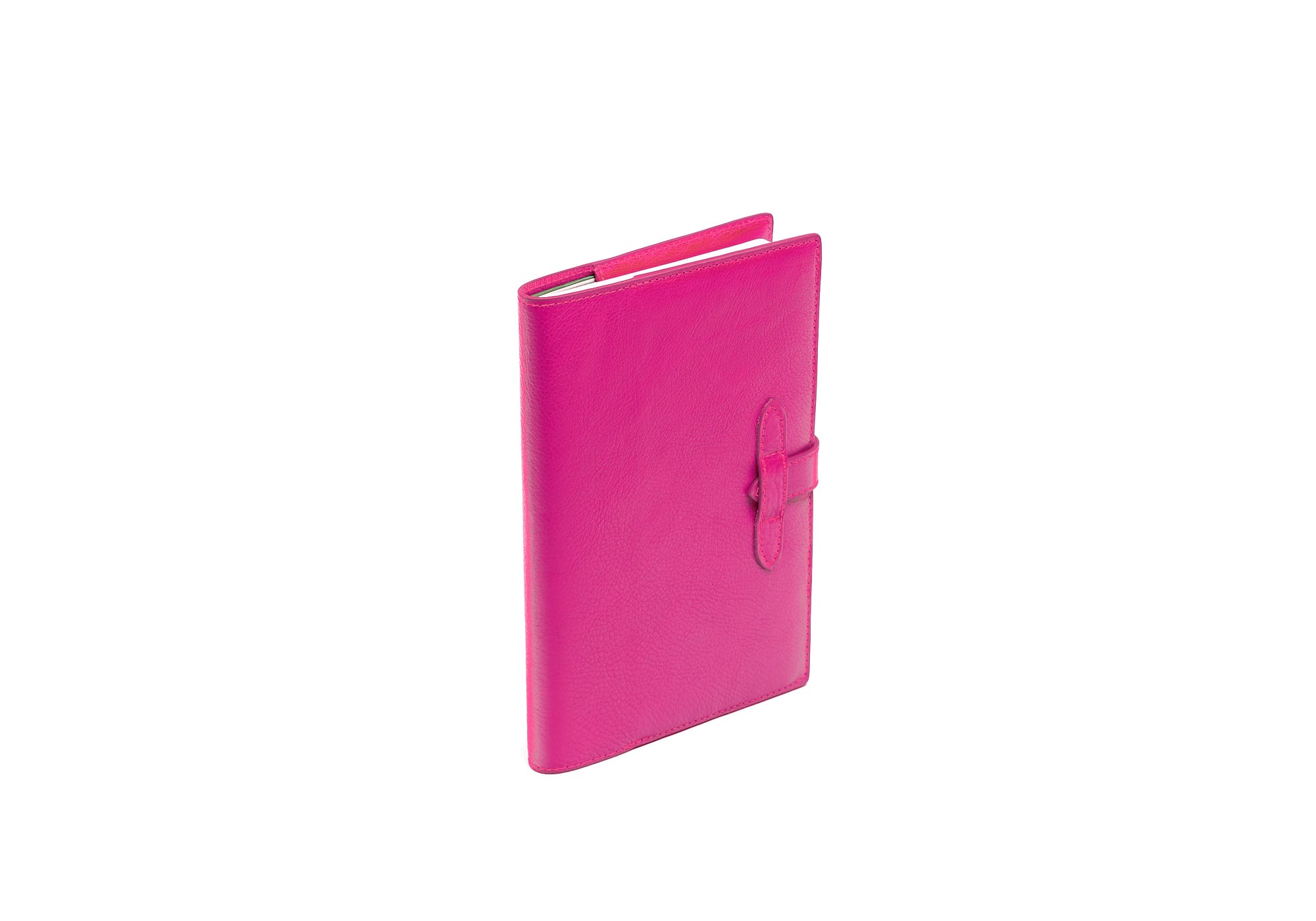 Side View of Leather Travel Journal Magenta