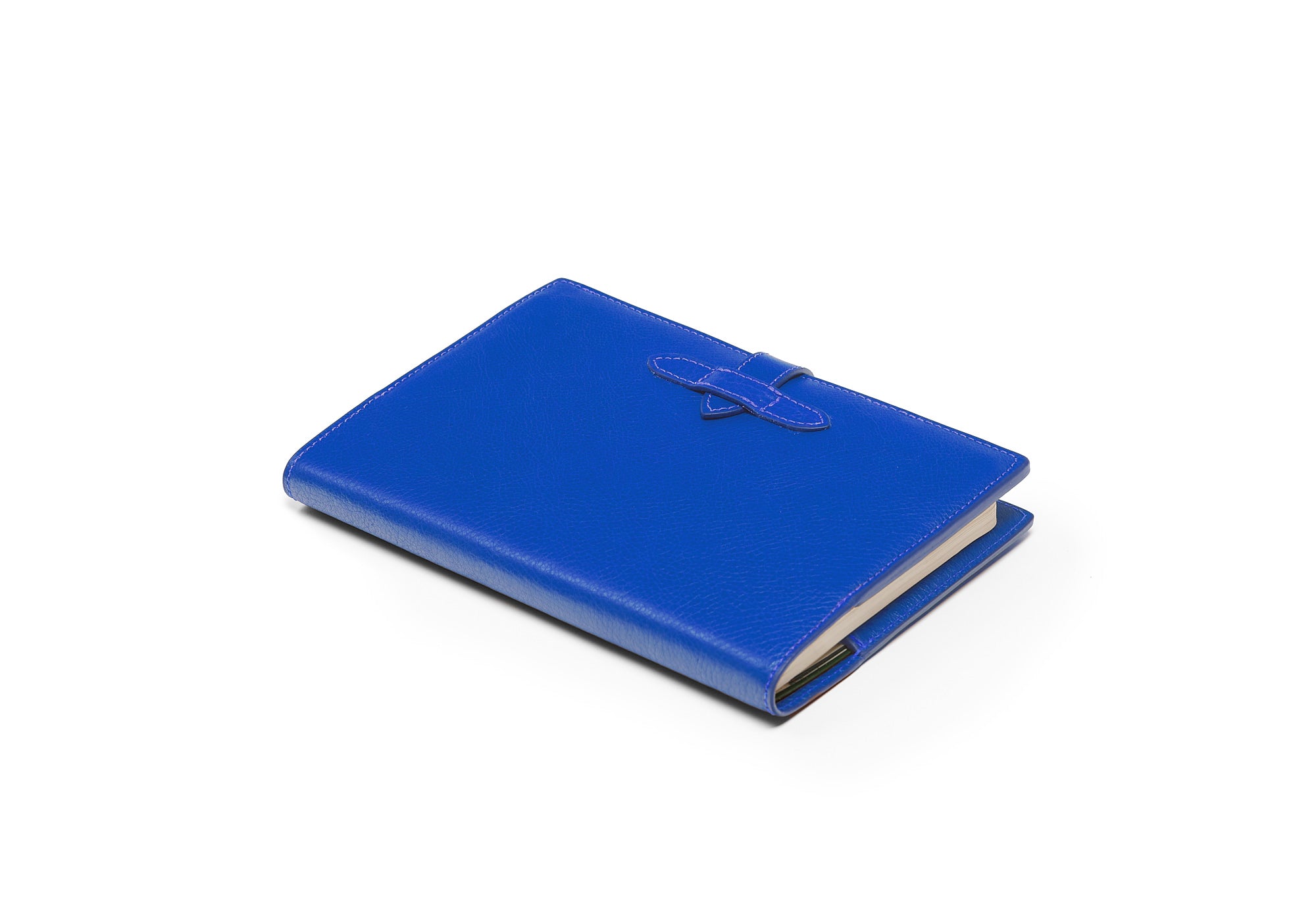 Full View of Leather Travel Journal Electric Blue