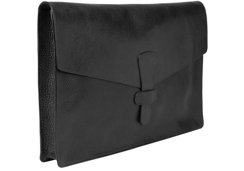 Closed Side View of 15" Leather Folder Organizer Black