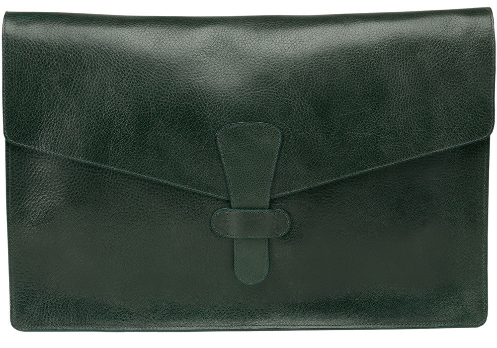 Back View of 15" Leather Folder Organizer Green