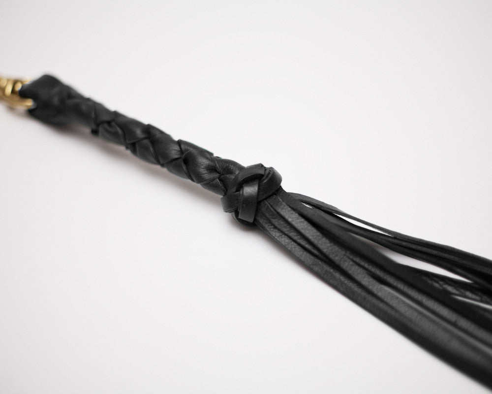 Leather Braid View of Braided Tassel Key Fob Black