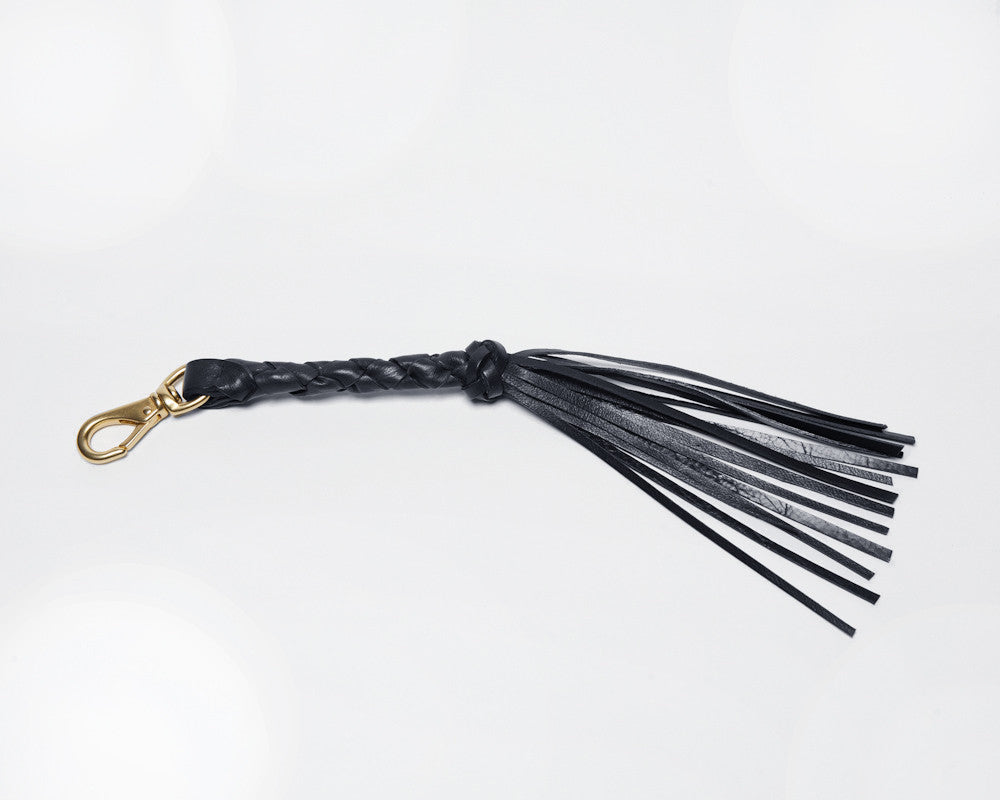 Front View of Braided Tassel Key Fob Navy