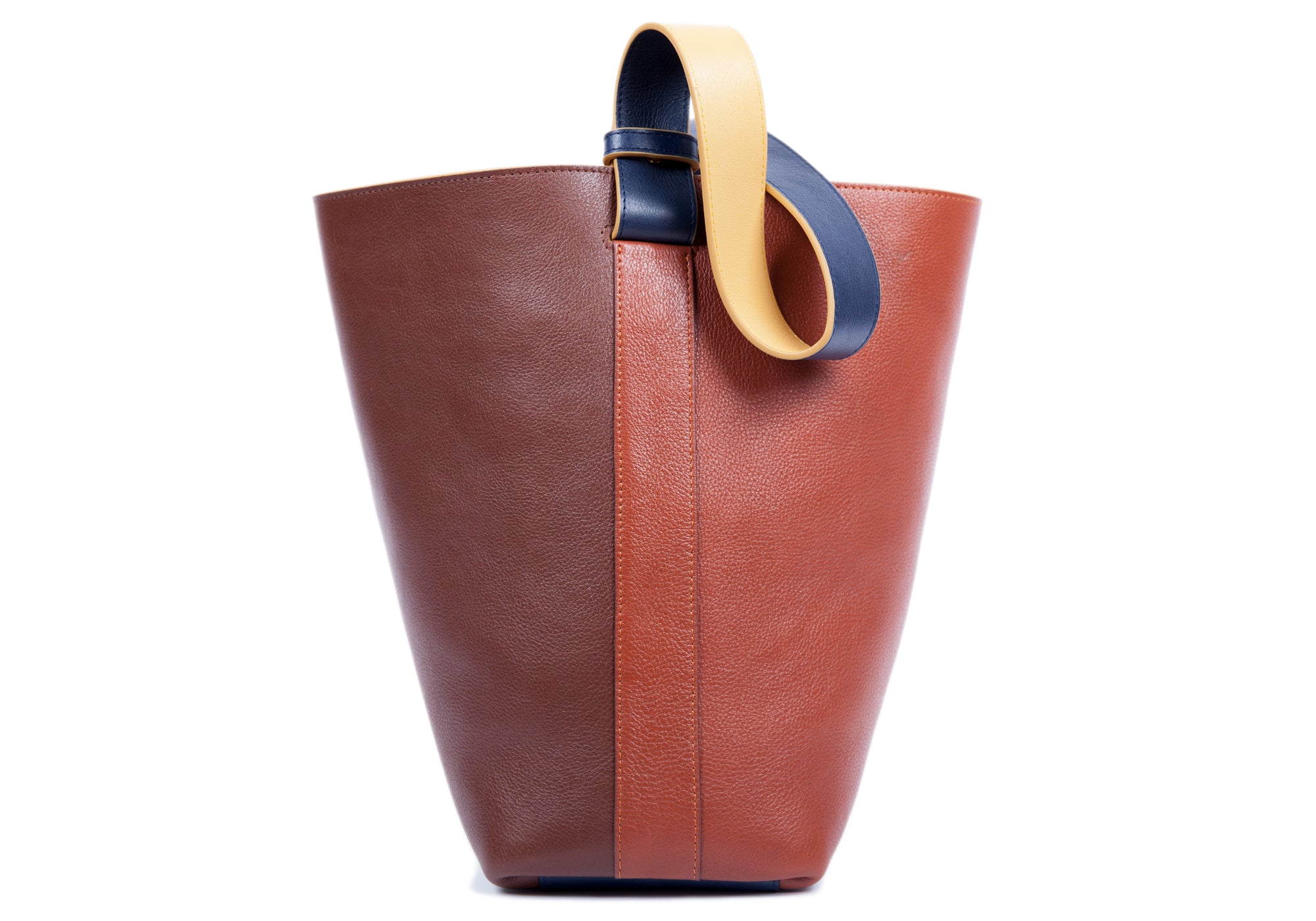 Leather Bucket Shoulder Bag Chestnut-Saddle Tan