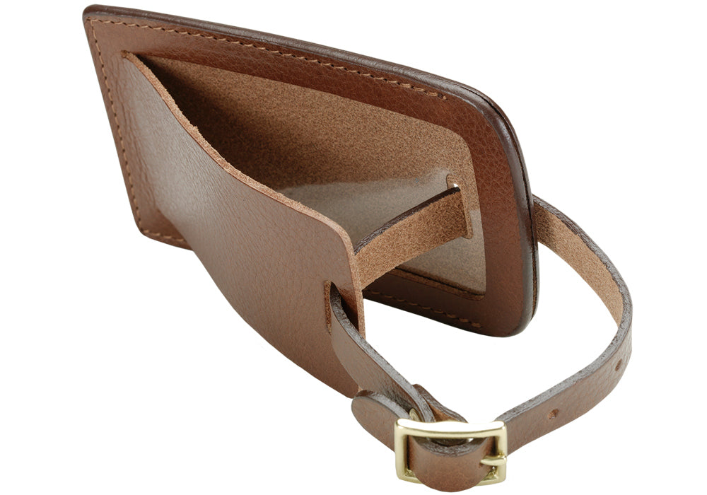 Business Luggage ID Tag Chestnut|Front Leather View