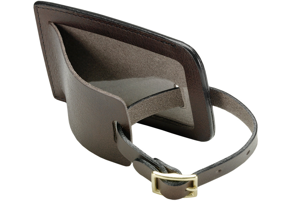 Inner Leather View of Business Luggage ID Tag Chocolate