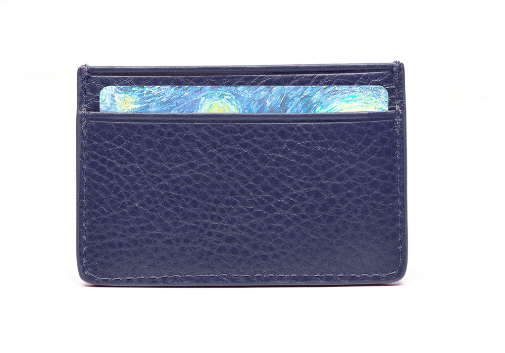 Front View of Leather Credit Card Wallet Indigo