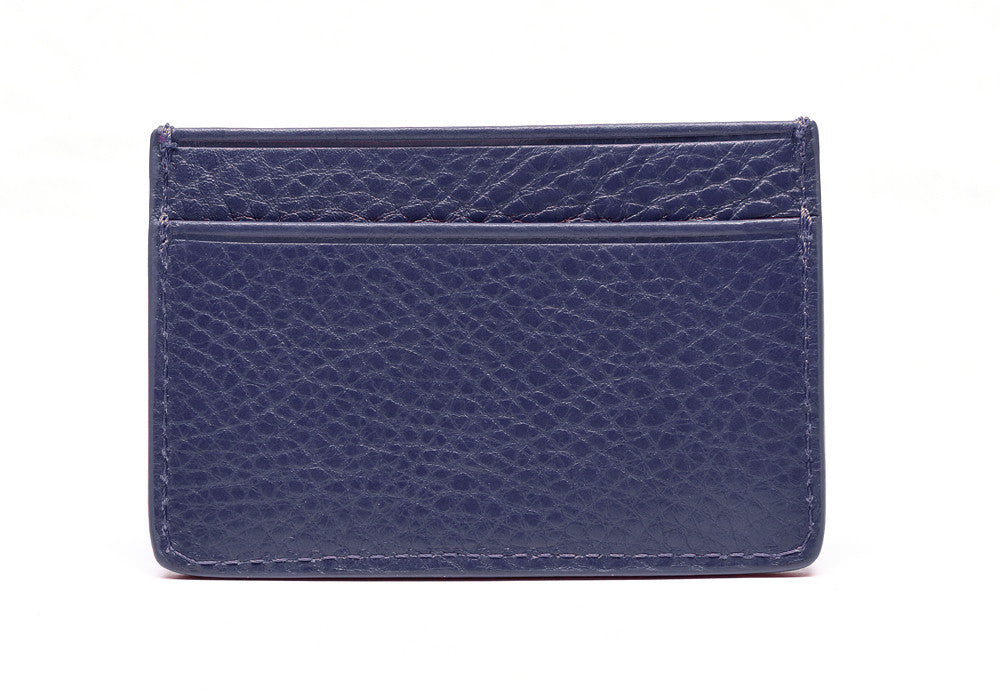 Back View of Leather Credit Card Wallet Indigo