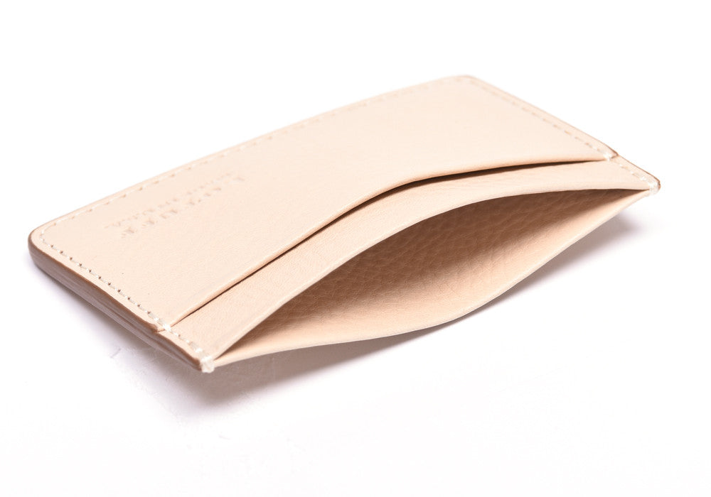 Top Open View of Leather Credit Card Wallet Natural