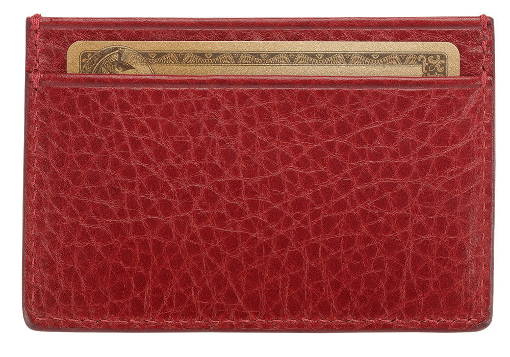 Front View of Leather Credit Card Wallet Red