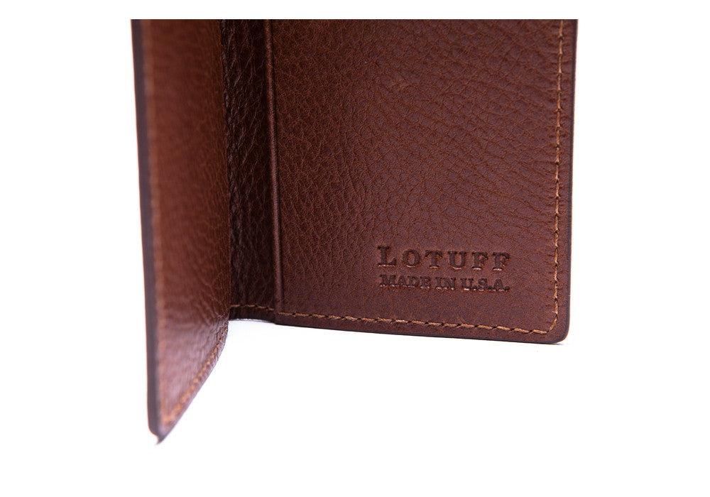 Open Side View of Leather Folding Card Wallet Chestnut