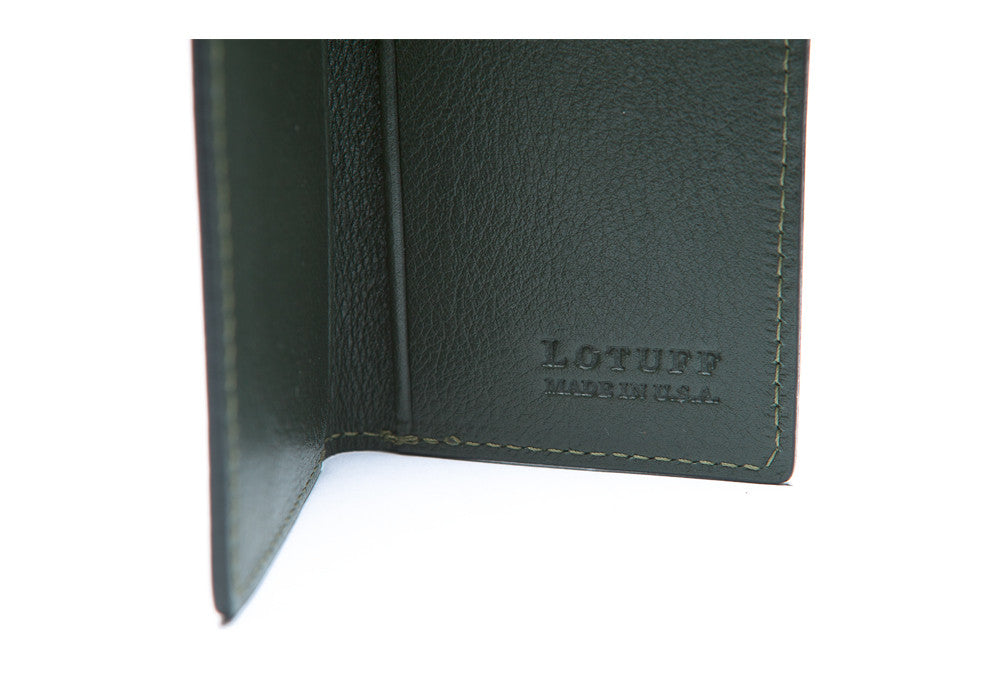 Leather Folding Card Wallet Green