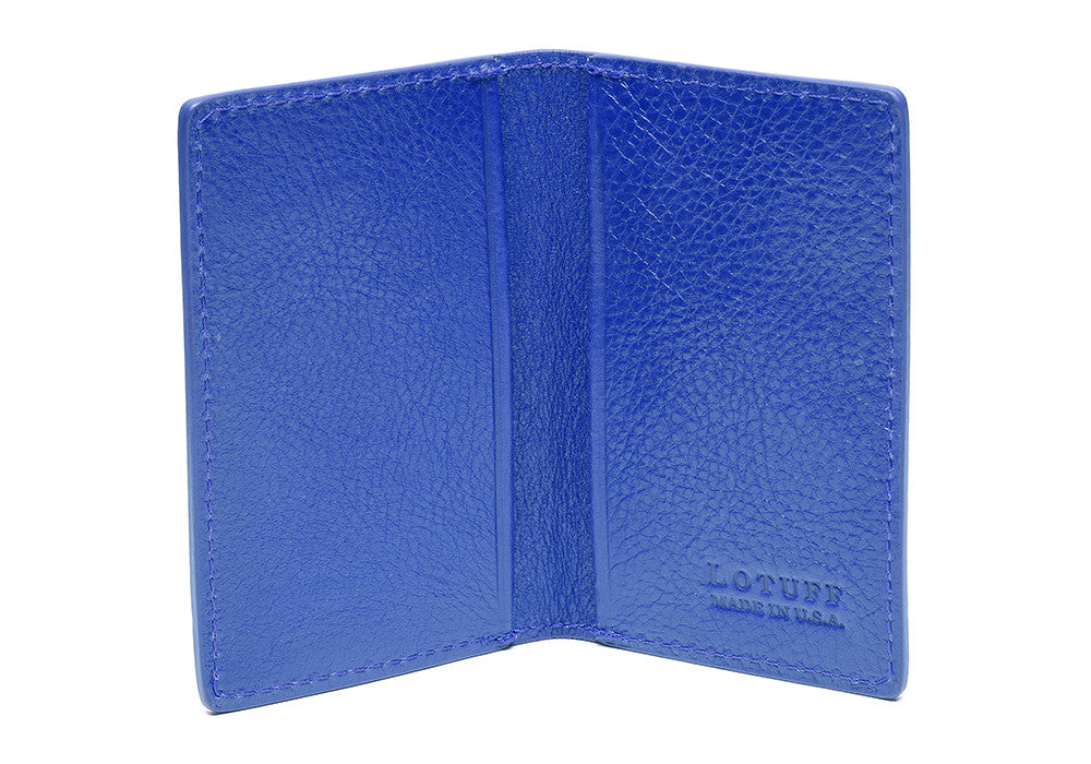 Leather Folding Card Wallet Electric Blue