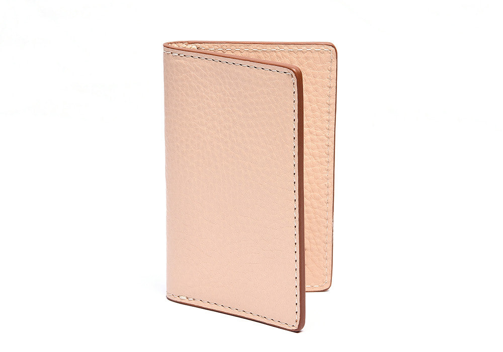 Leather Folding Card Wallet Natural
