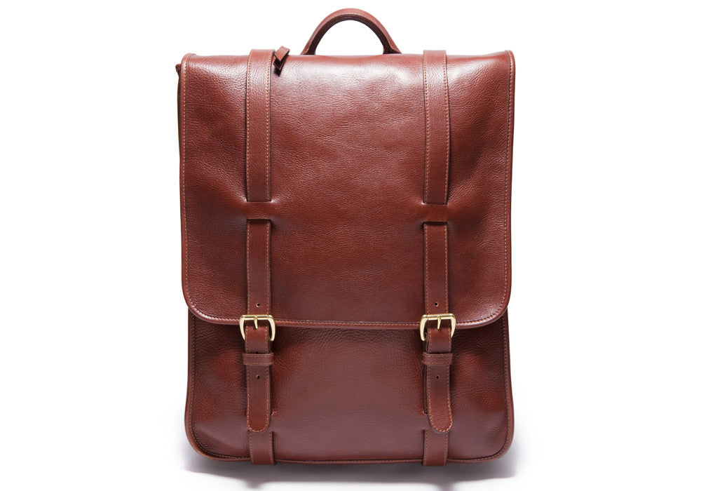 Front View of Leather Backpack Chestnut