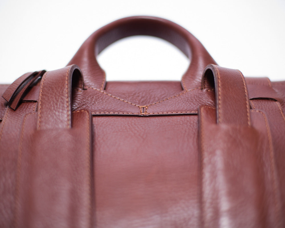 Top Leather Handle of Leather Backpack Chestnut