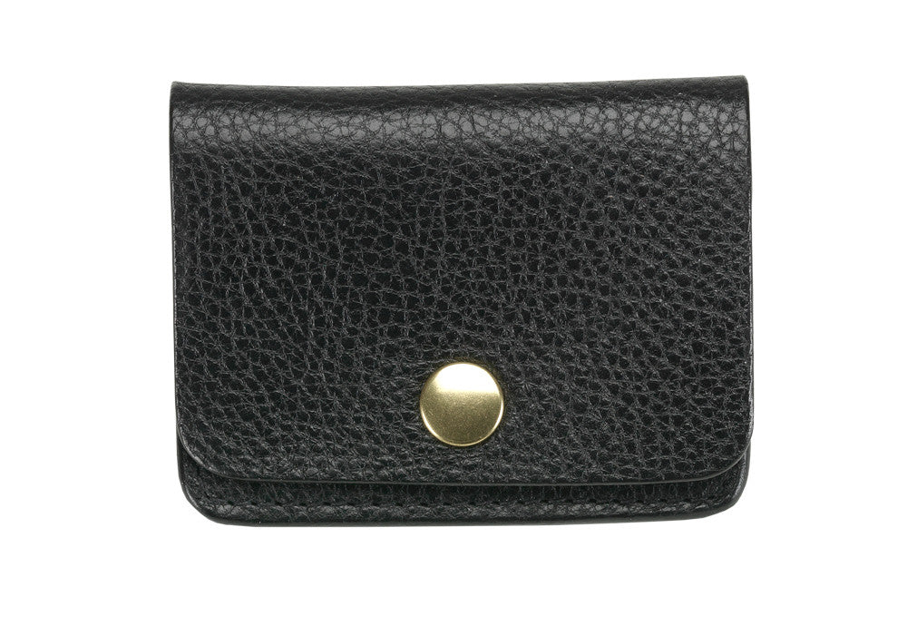 Leather Coin Wallet Black|Front View