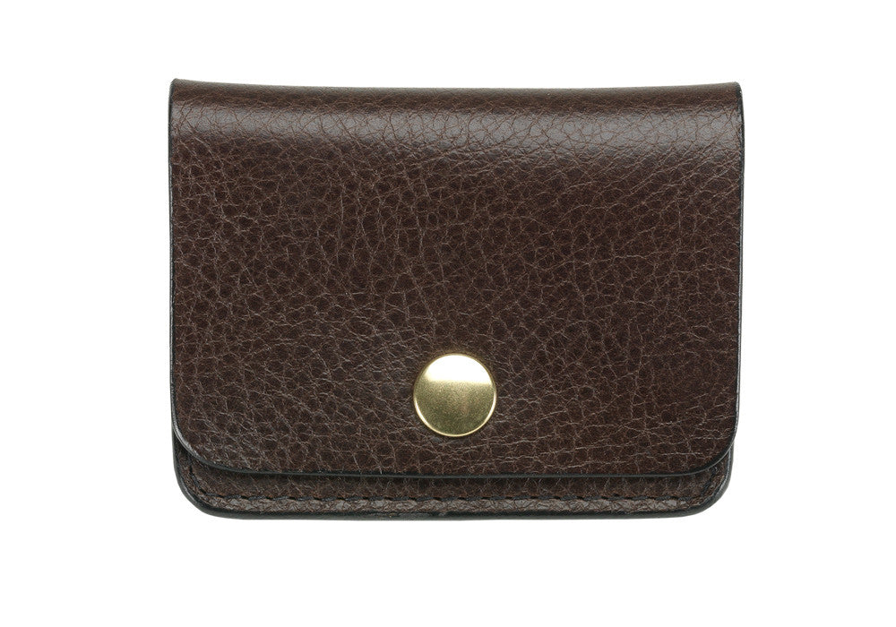 Front View of Leather Coin Wallet Chocolate