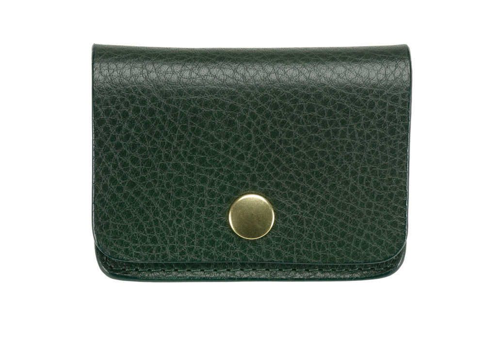 Front View of Leather Coin Wallet Green