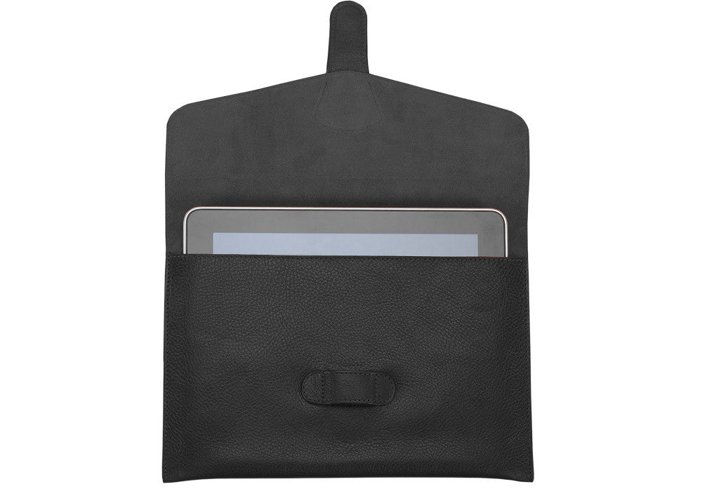 Front Open View of Leather iPad Case Black