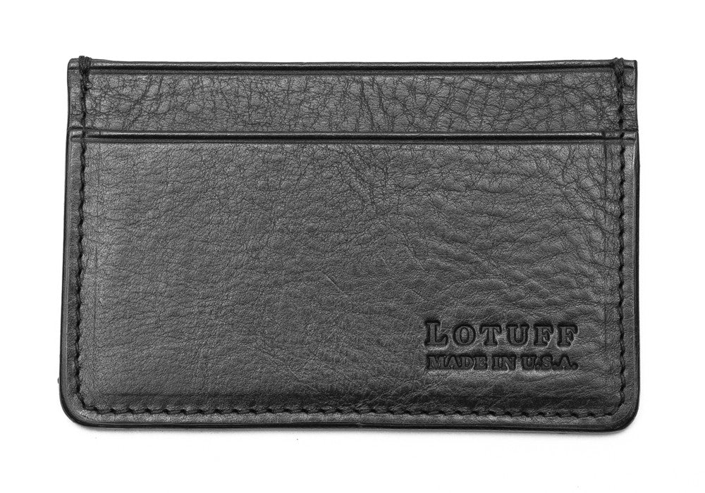 Front View of Leather Credit Card Wallet Black