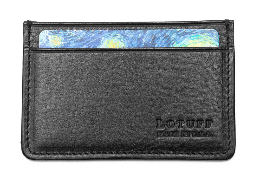 Front View Full of Leather Credit Card Wallet Black