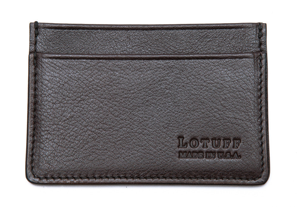 Front View of Leather Credit Card Wallet Chocolate