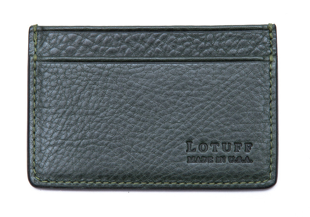 Front View of Leather Credit Card Wallet Green