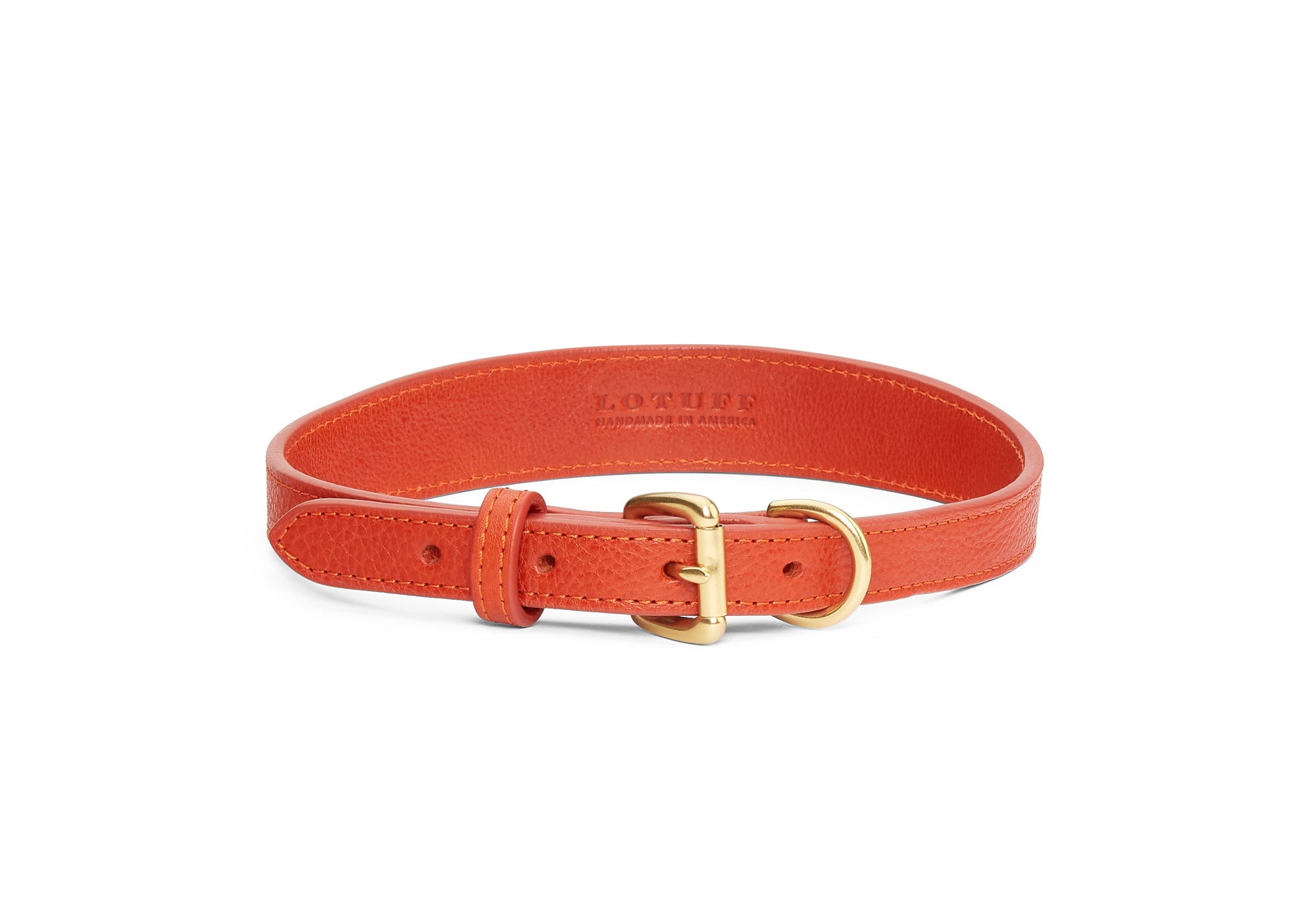 Medium Leather Dog Collar Orange