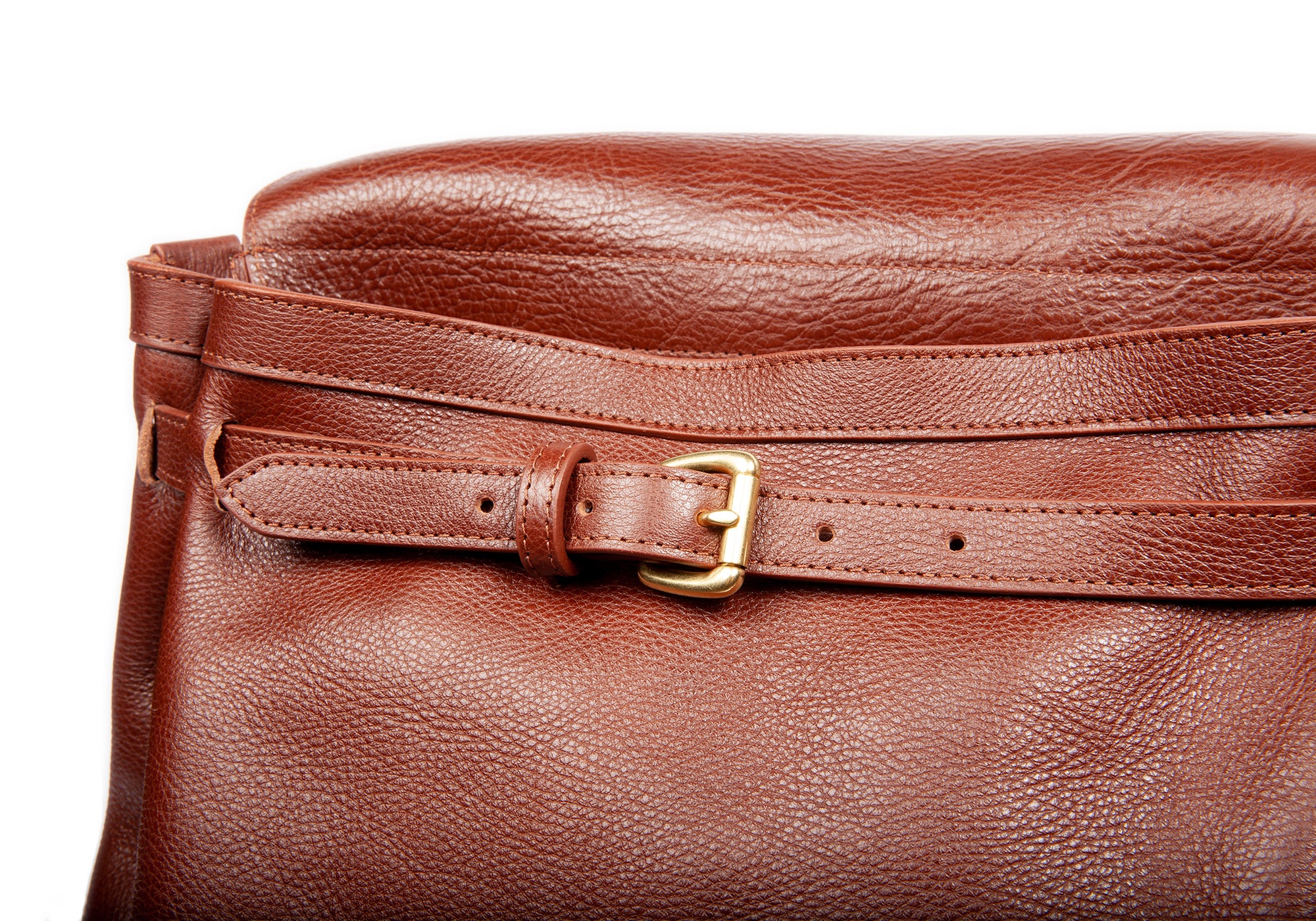 Leather Buckle View of Leather Knapsack Chestnut