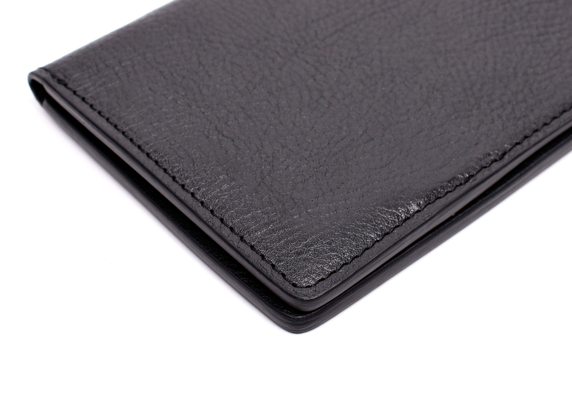 Side View Close of Leather Passport Wallet Black