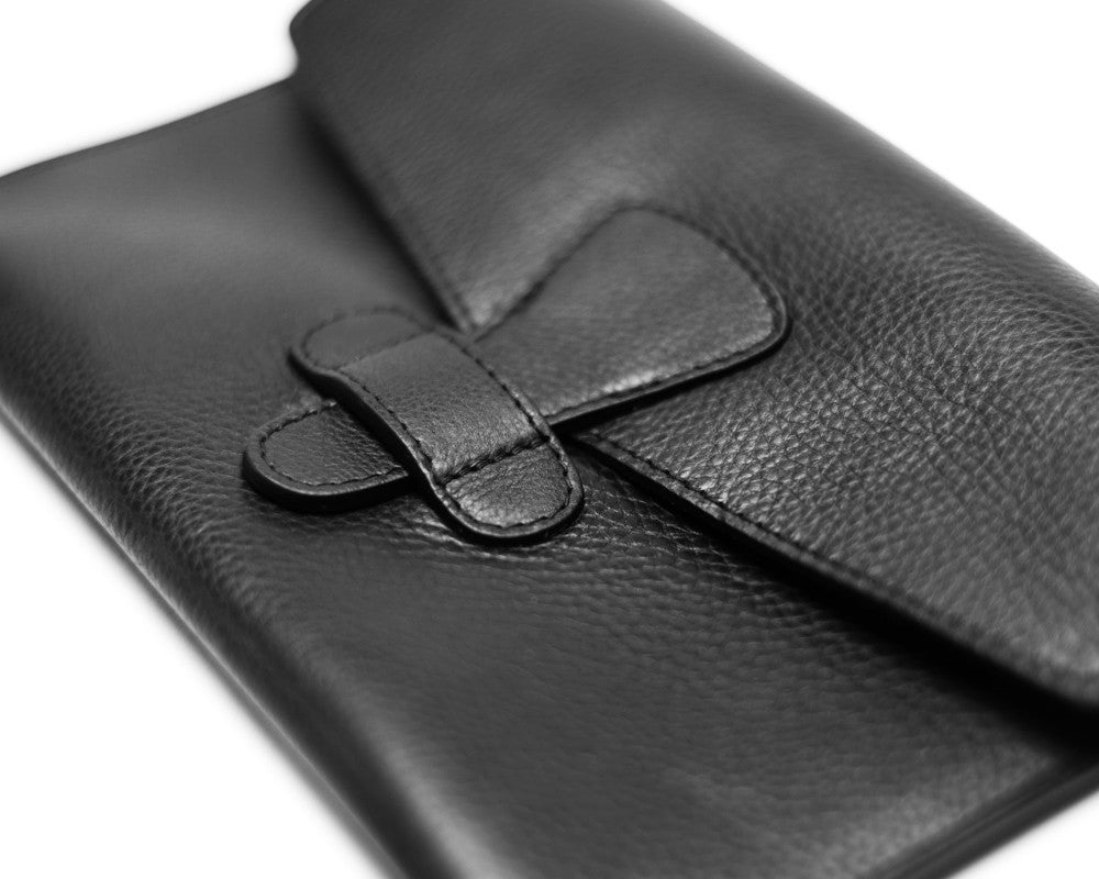Side Leather View of Leather iPad Mini Case Black