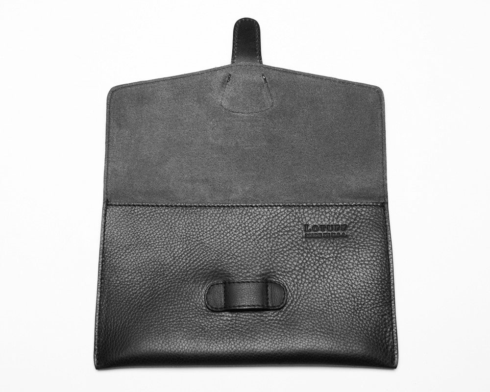 Front Open View of Leather iPad Mini Case Black