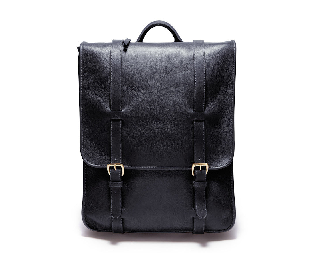 Leather Backpack Black|Front View