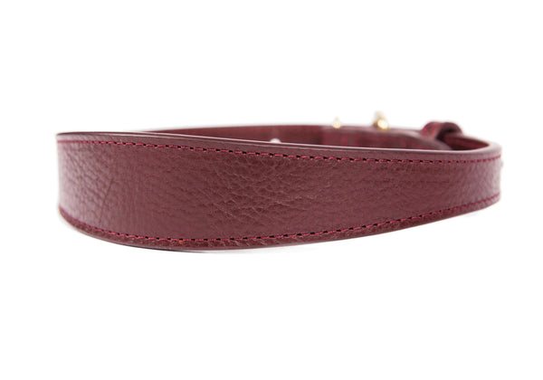 Burgundy leather dog hotsell collar