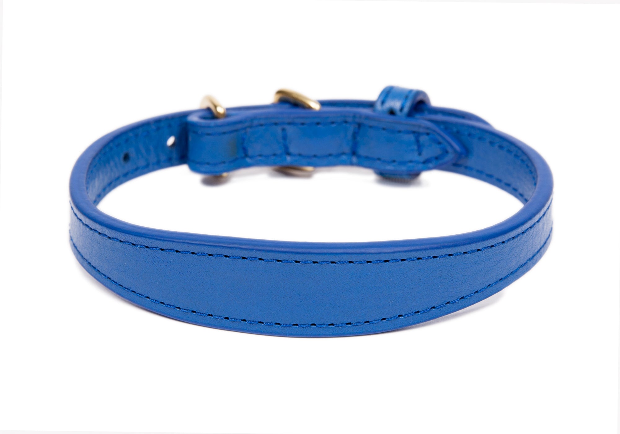 Mini Leather Dog Collar Electric Blue
