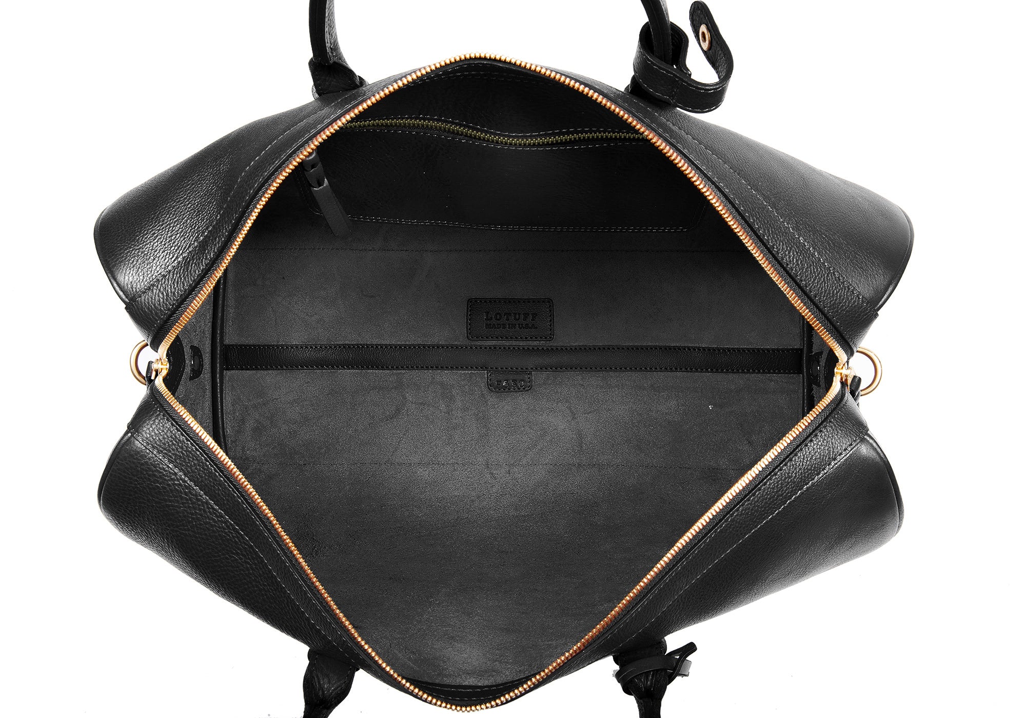 Inner Leather View of No. 10 Weekender Bag Black
