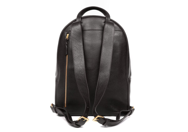 black leather zip top backpack with tassel Leather Zipper Backpack